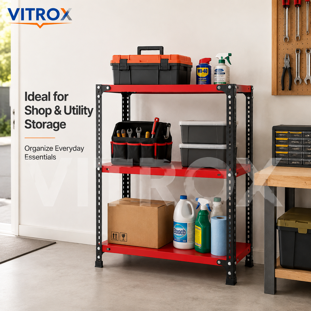 VITROX Slotted Angle Storage Rack 3 Tier – Powder Coated