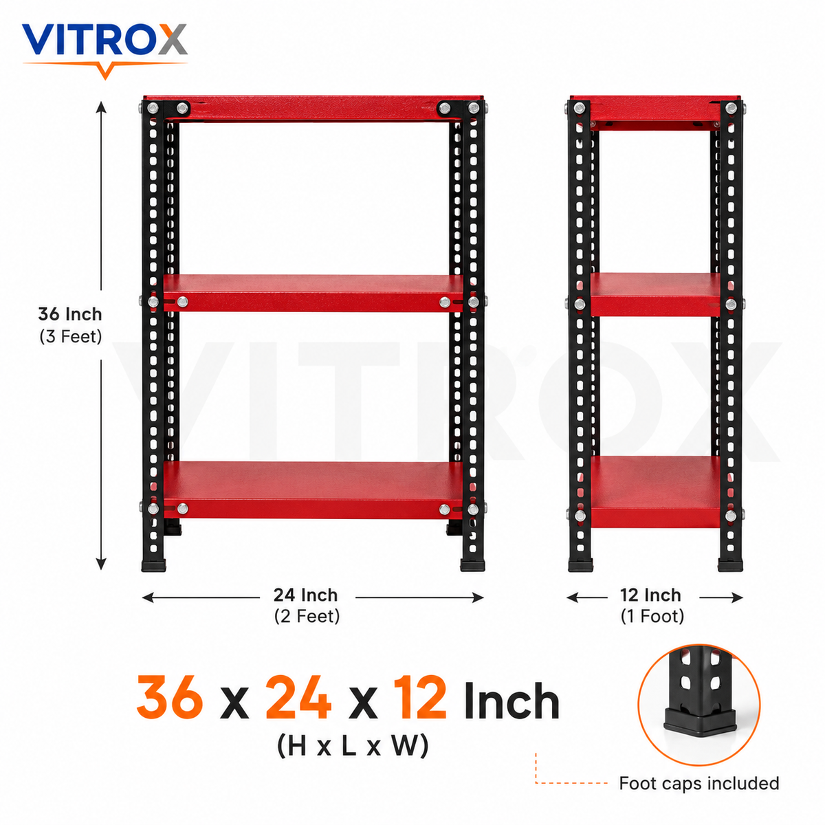 VITROX Slotted Angle Storage Rack 3 Tier – Powder Coated