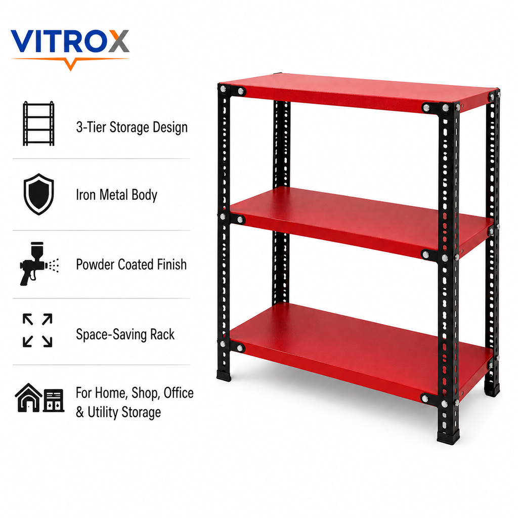 VITROX Slotted Angle Storage Rack 3 Tier – Powder Coated