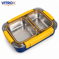 Stainless Steel 2-Compartment Lunch Box with Spoon & Chopsticks – 710 ml