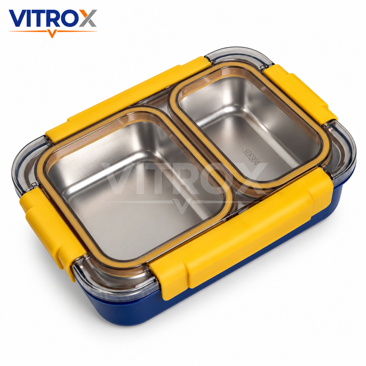 Stainless Steel 2-Compartment Lunch Box with Spoon & Chopsticks – 710 ml