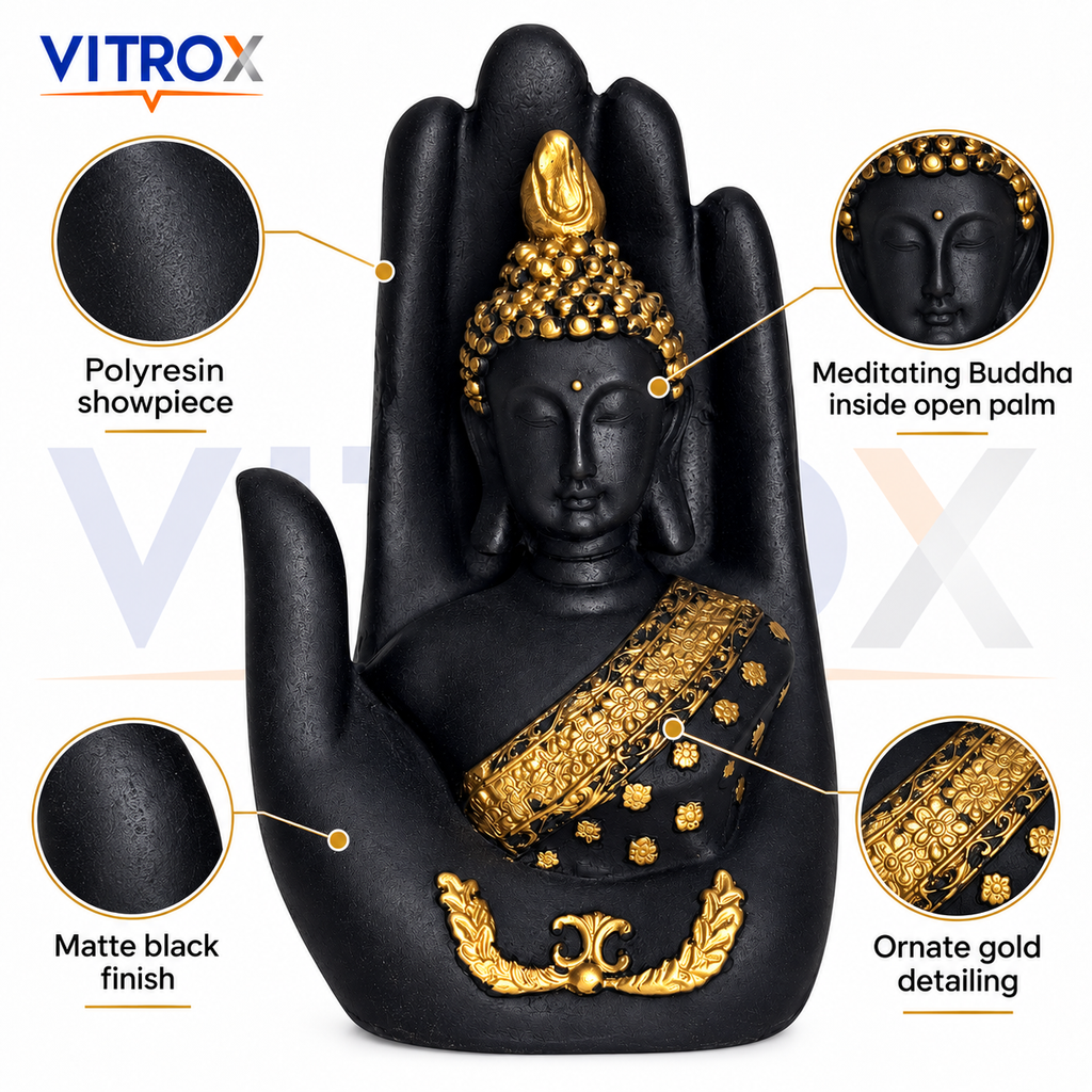 Polyresin Palm Buddha Showpiece