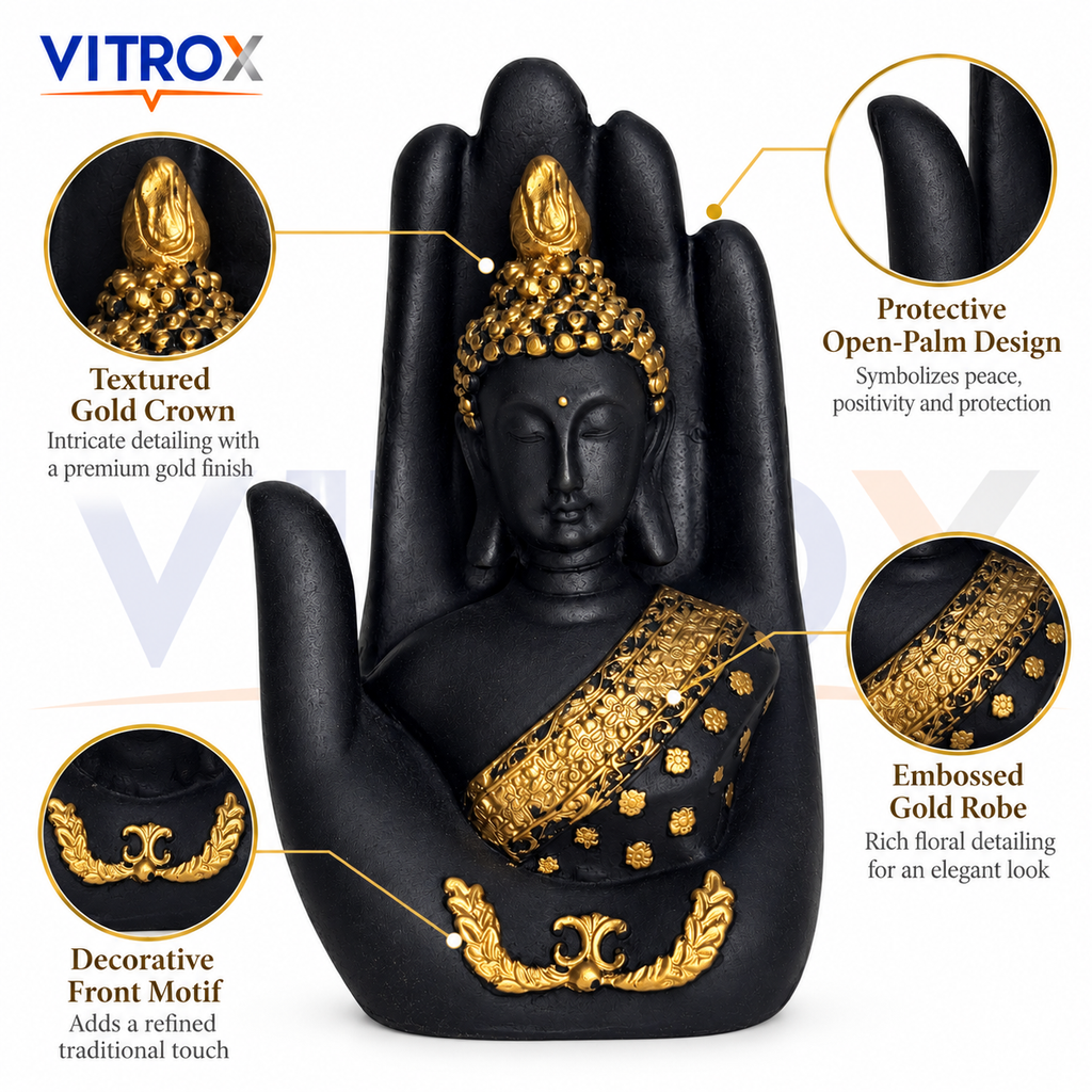 Polyresin Palm Buddha Showpiece