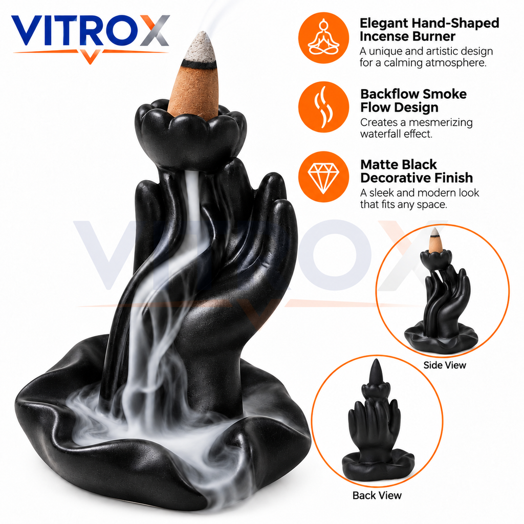 Hand-Shaped Backflow Incense Burner with Waterfall Smoke Effect