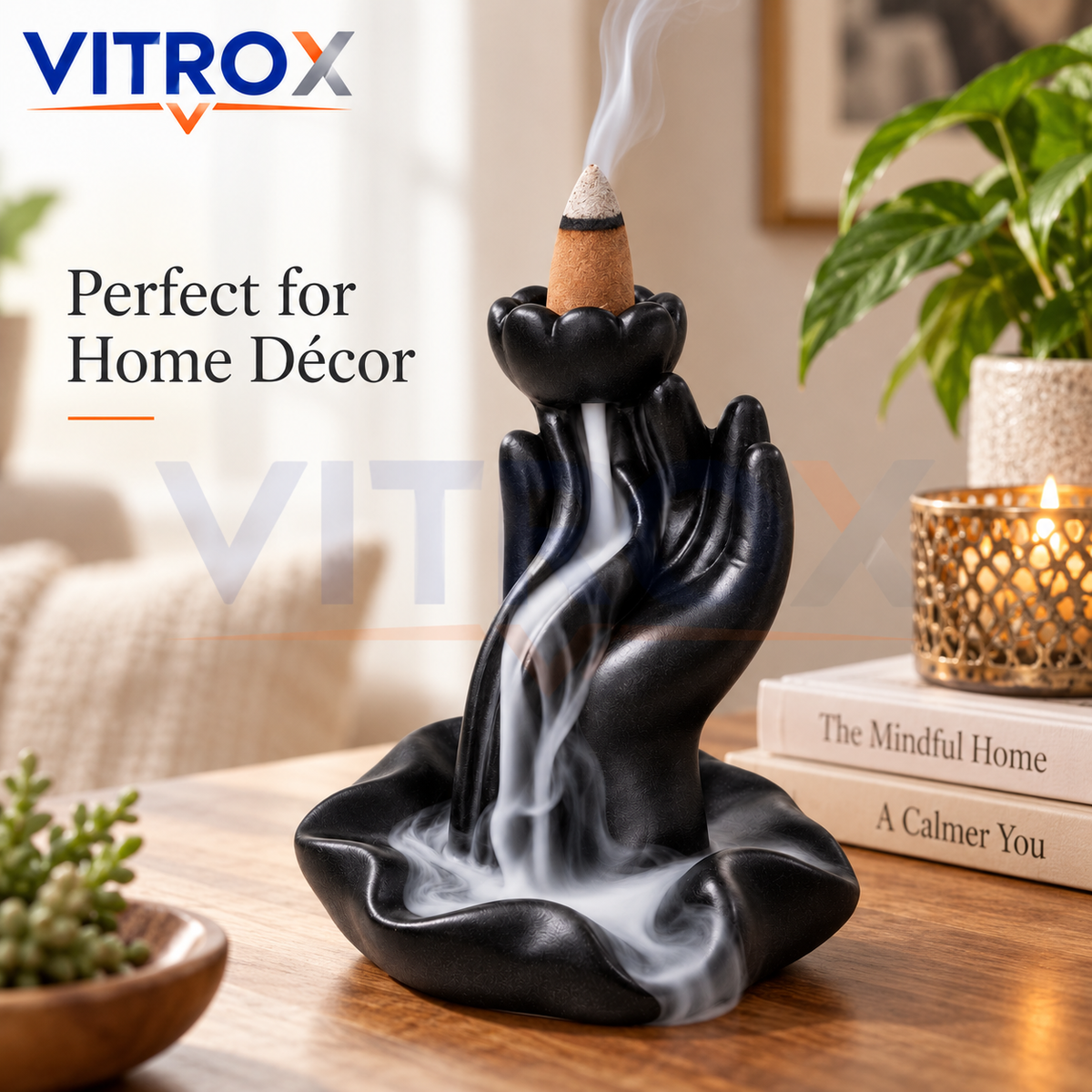 Hand-Shaped Backflow Incense Burner with Waterfall Smoke Effect