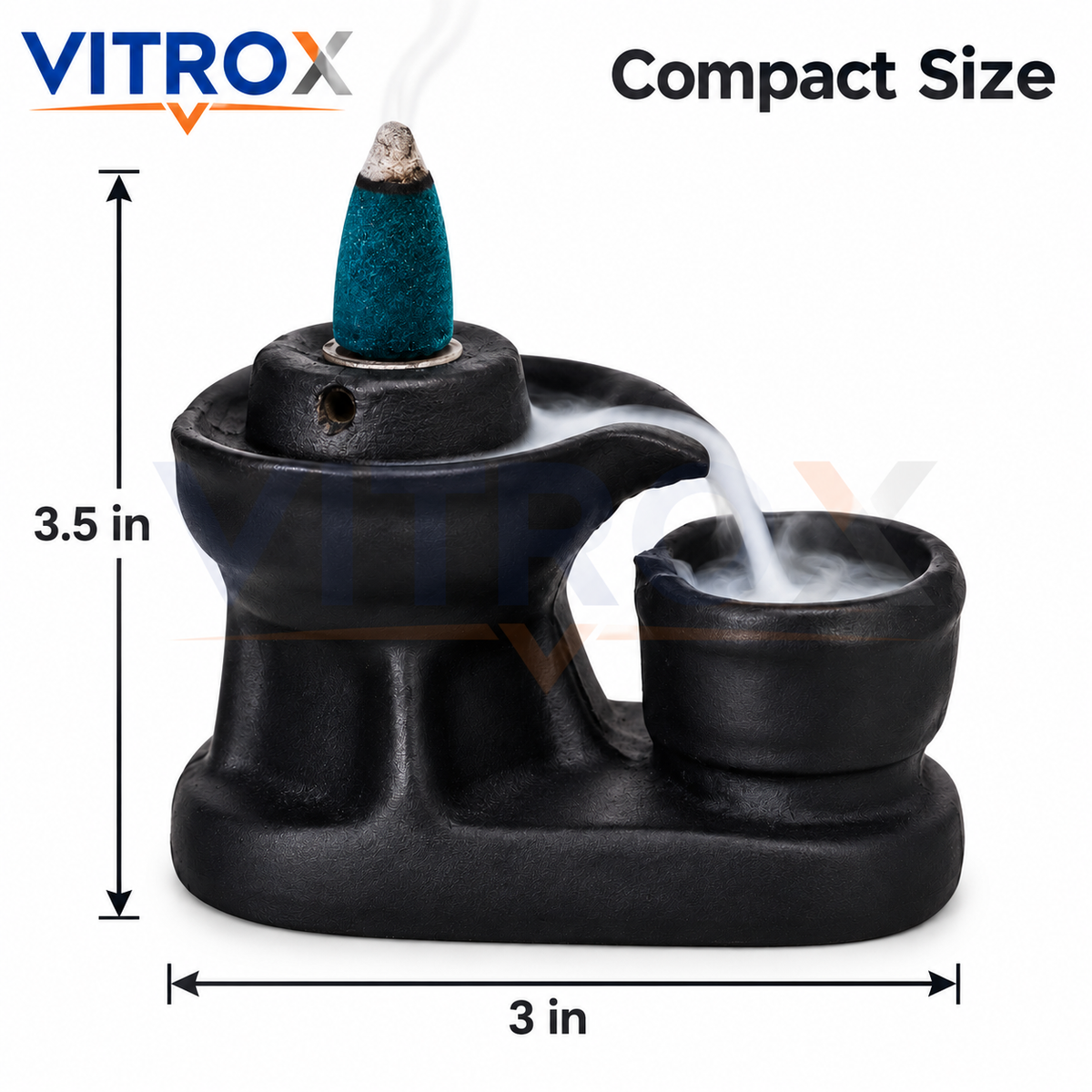 Compact Backflow Incense Burner with Smoke Waterfall Bowl