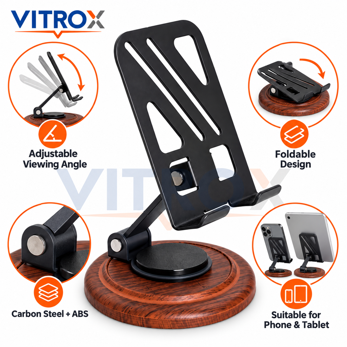 Adjustable Phone & Tablet Stand with Stable Base