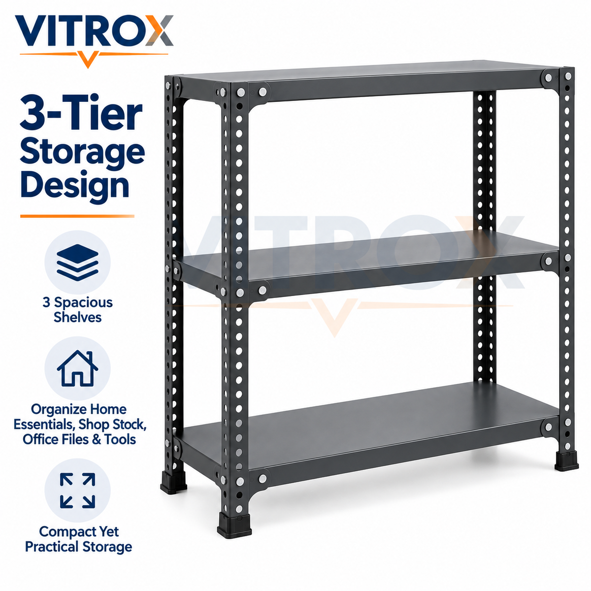 VITROX Slotted Angle Storage Rack 3 Tier