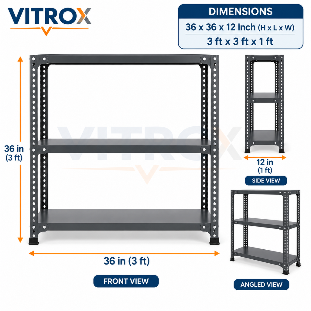 VITROX Slotted Angle Storage Rack 3 Tier