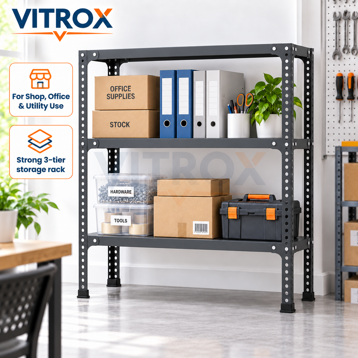 VITROX Slotted Angle Storage Rack 3 Tier