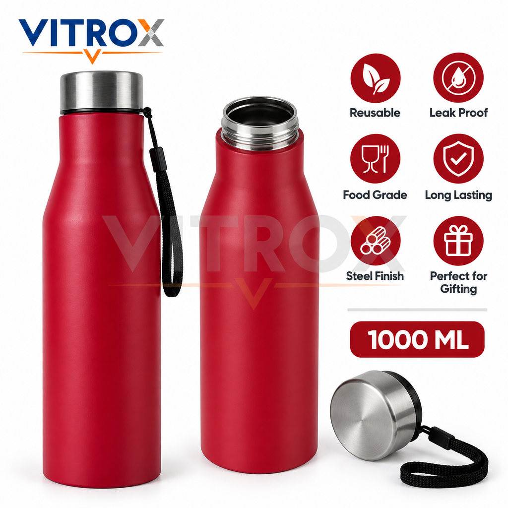 1000ml Stainless Steel Water Bottle with Wrist Strap