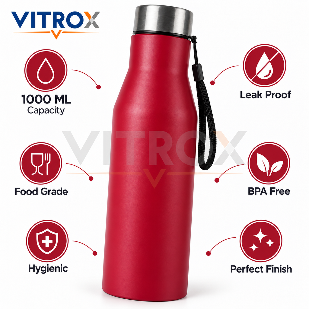 1000ml Stainless Steel Water Bottle with Wrist Strap