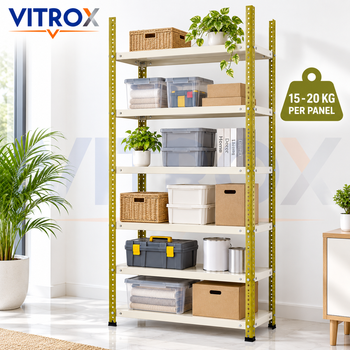 VITROX Slotted Angle Storage Rack (85 x 36 x 12 Inch) 6 Tier