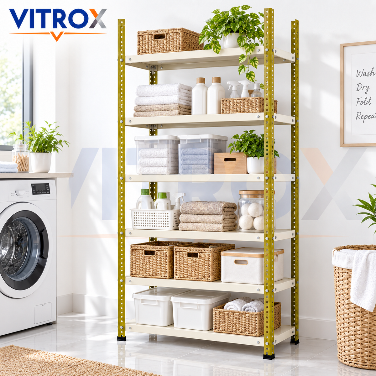 VITROX Slotted Angle Storage Rack (85 x 36 x 12 Inch) 6 Tier