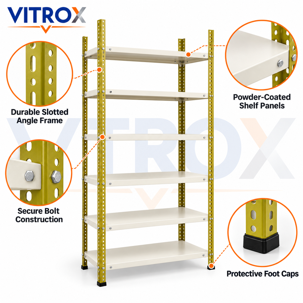 VITROX Slotted Angle Storage Rack (85 x 36 x 12 Inch) 6 Tier