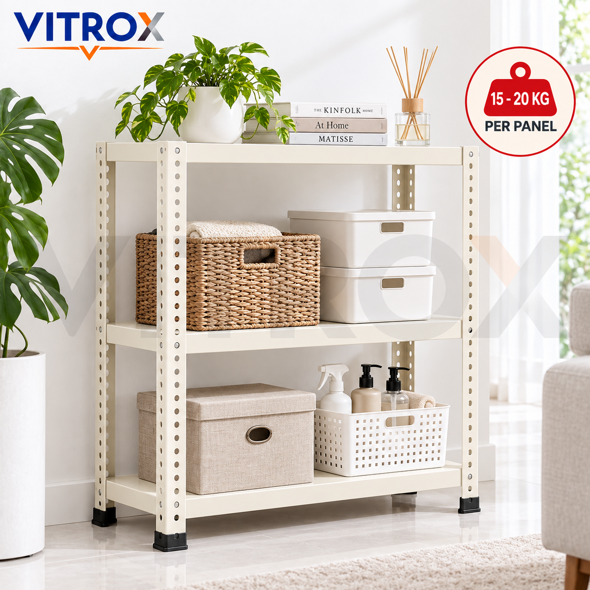 VITROX Slotted Angle Storage Rack 36 x 30 x 12 Inch 3 Tier
