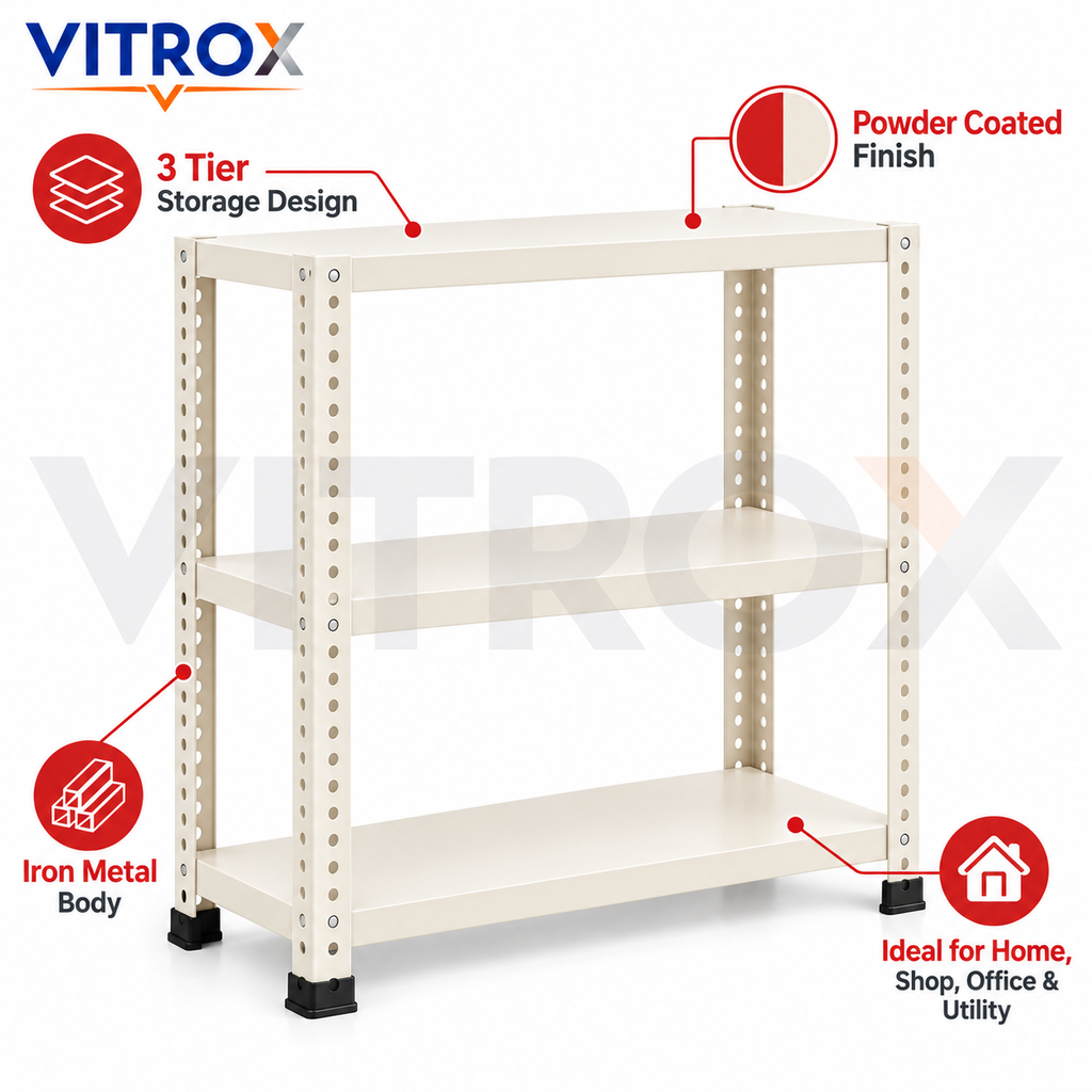 VITROX Slotted Angle Storage Rack 36 x 30 x 12 Inch 3 Tier