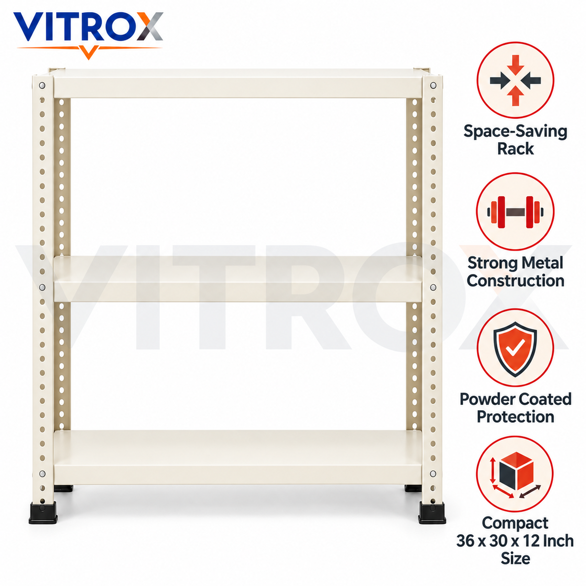 VITROX Slotted Angle Storage Rack 36 x 30 x 12 Inch 3 Tier