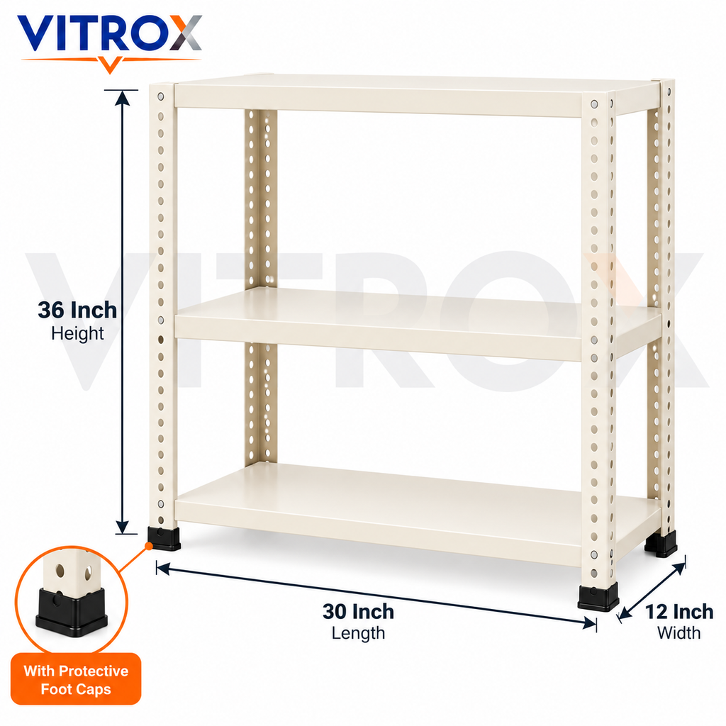 VITROX Slotted Angle Storage Rack 36 x 30 x 12 Inch 3 Tier