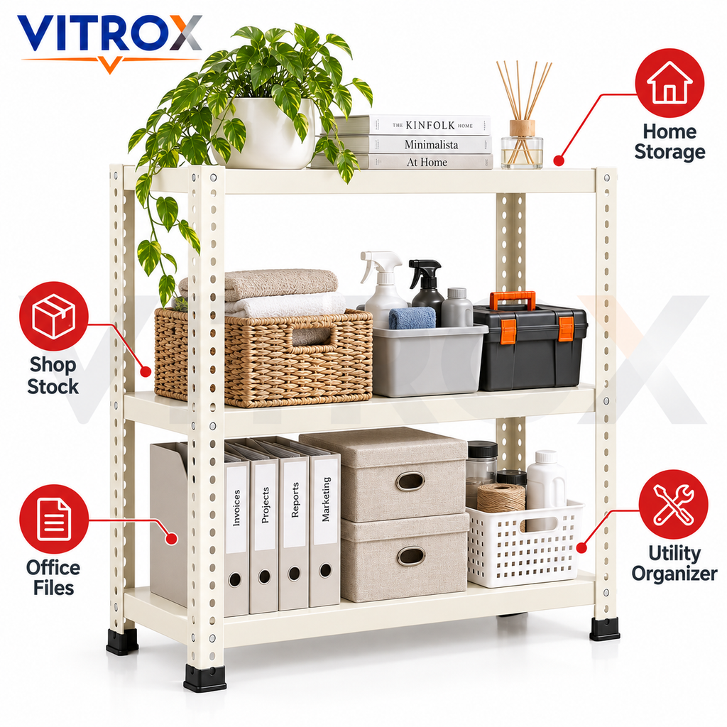VITROX Slotted Angle Storage Rack 36 x 30 x 12 Inch 3 Tier