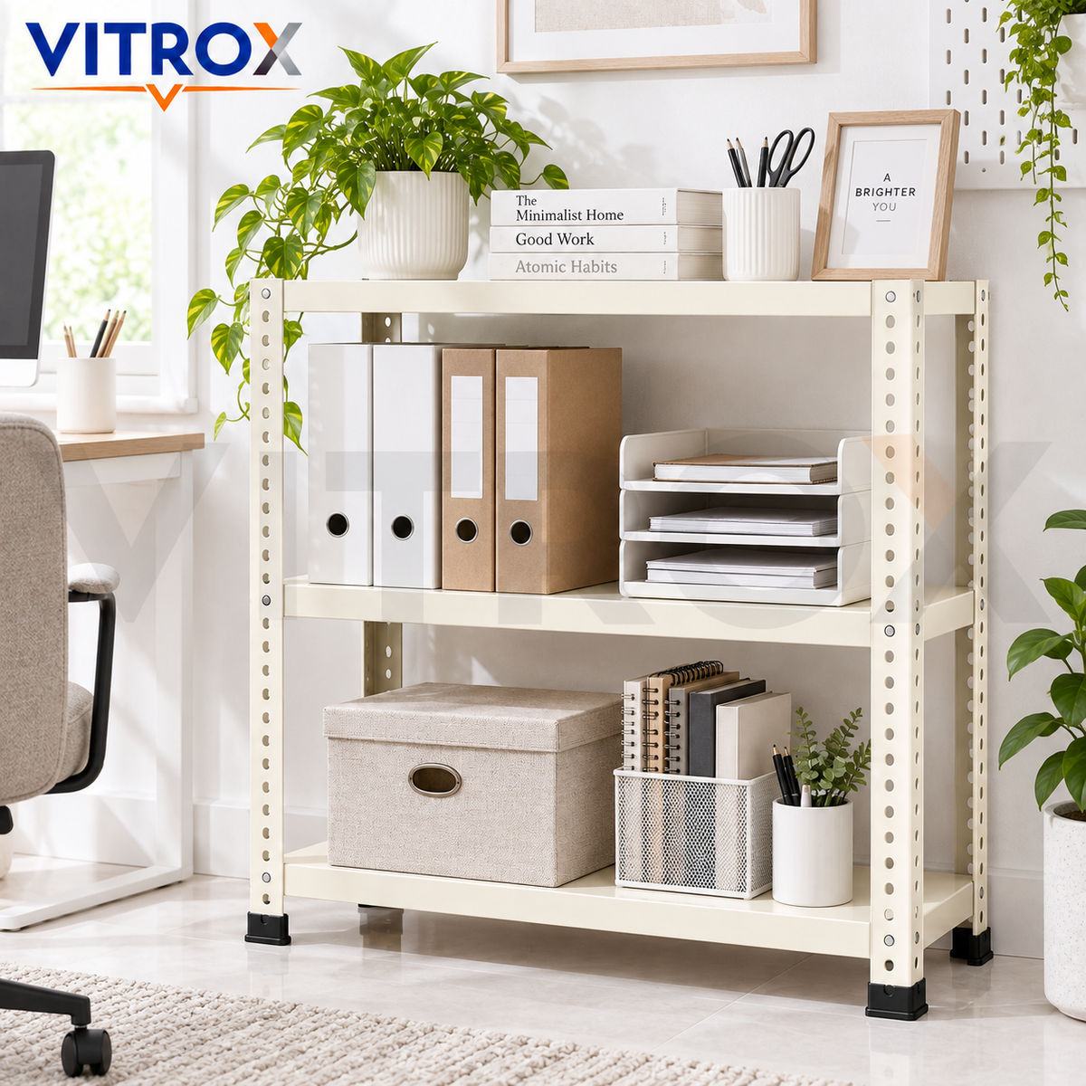 VITROX Slotted Angle Storage Rack 36 x 30 x 12 Inch 3 Tier
