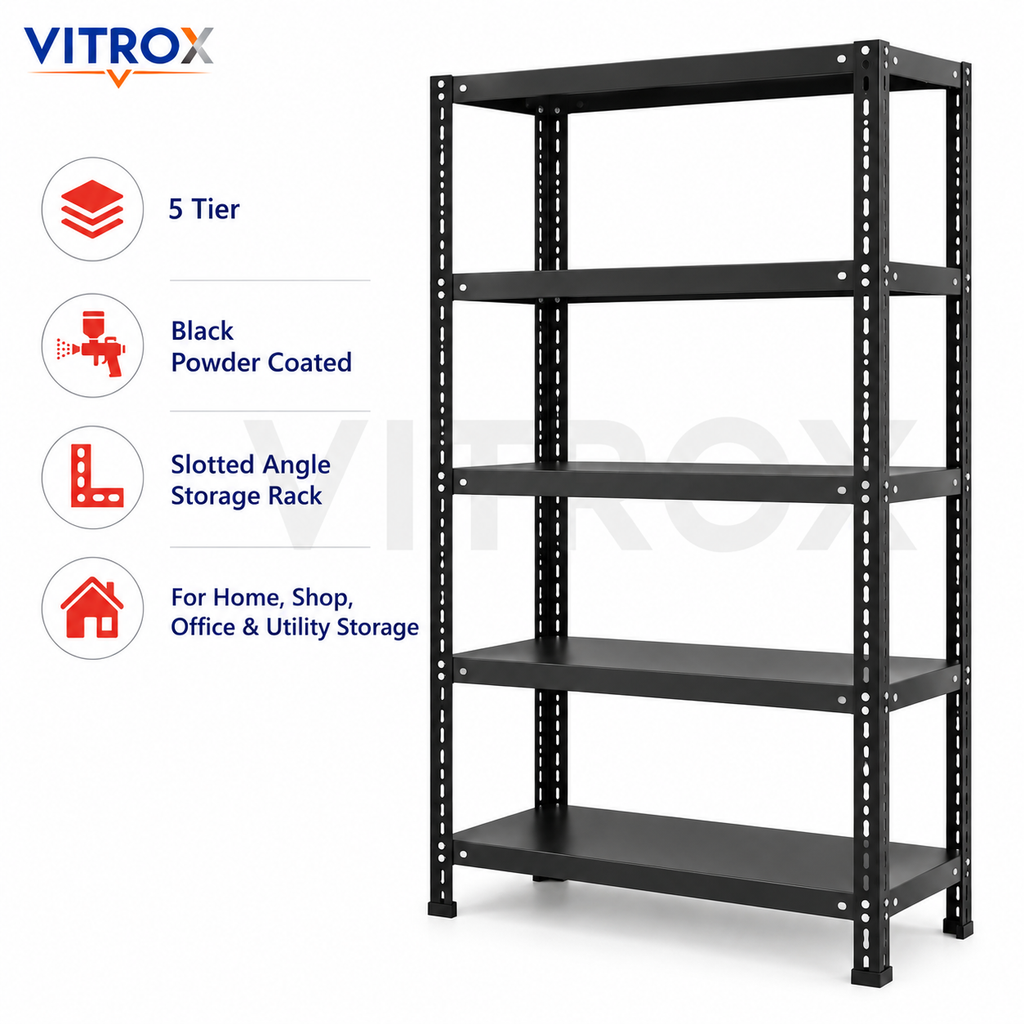 VITROX Slotted Angle Storage Rack 5 Tier – 72 x 36 x 12 Inch