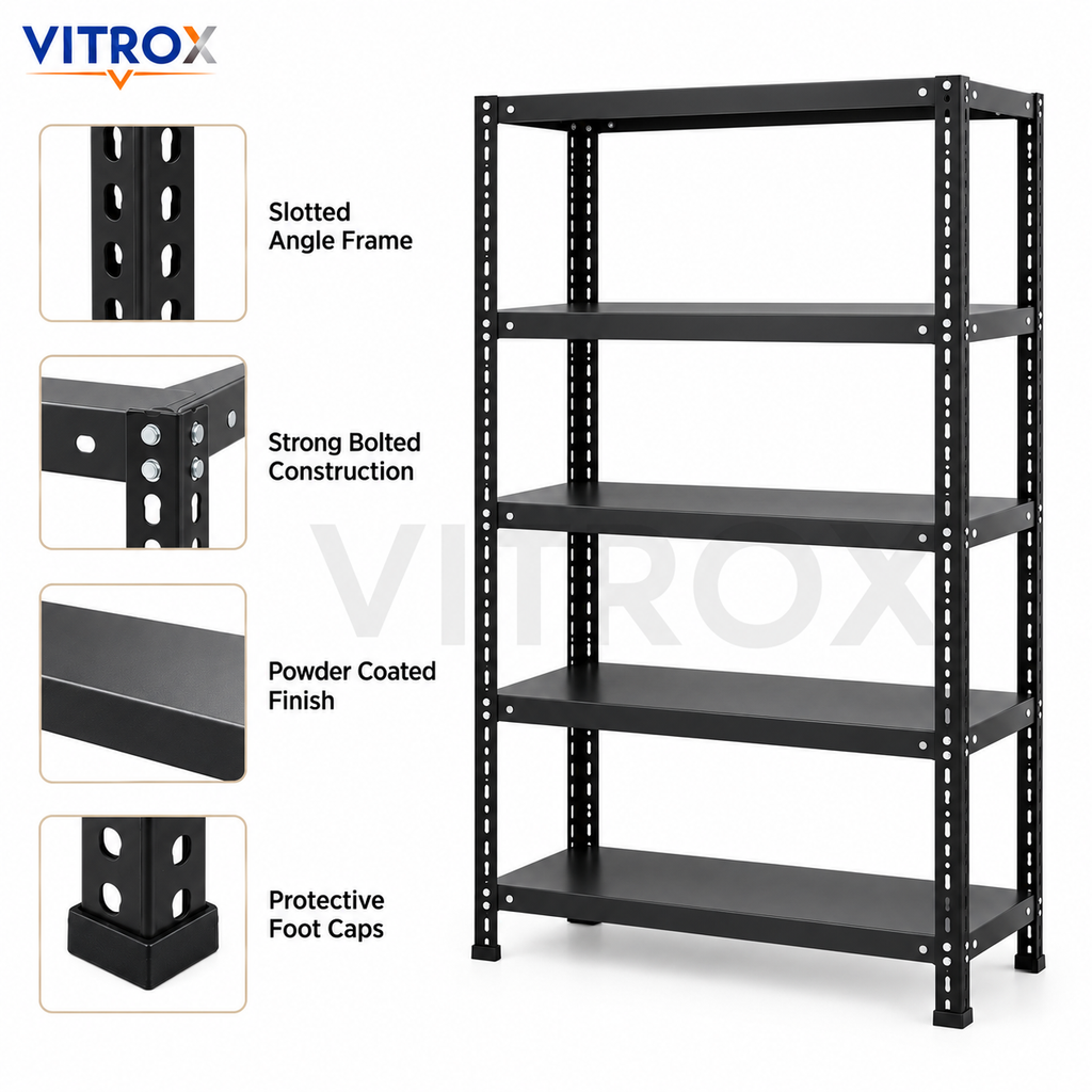 VITROX Slotted Angle Storage Rack 5 Tier – 72 x 36 x 12 Inch