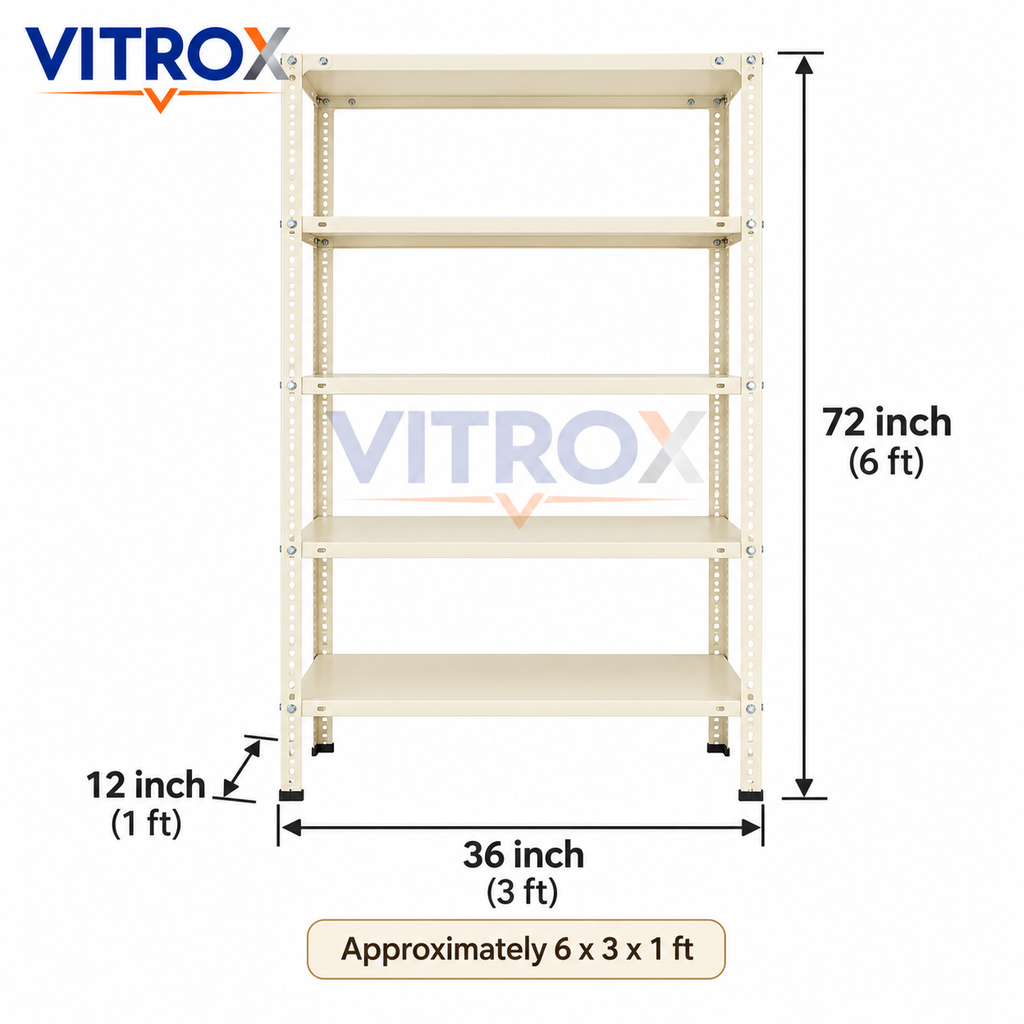 VITROX Slotted Angle Storage Rack (72 x 36 x 12 Inch) 5 Tier