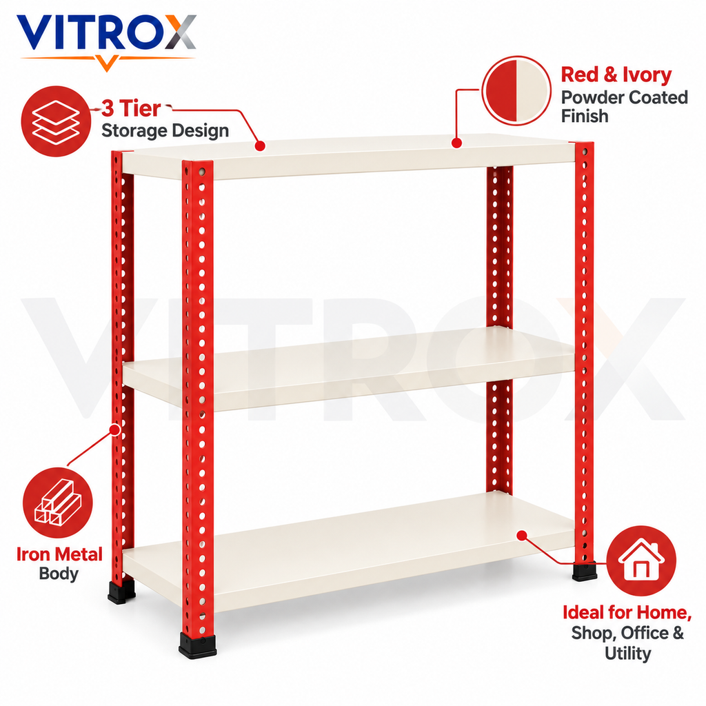 VITROX Slotted Angle Storage Rack (36 x 30 x 12 Inch) 3 Tier