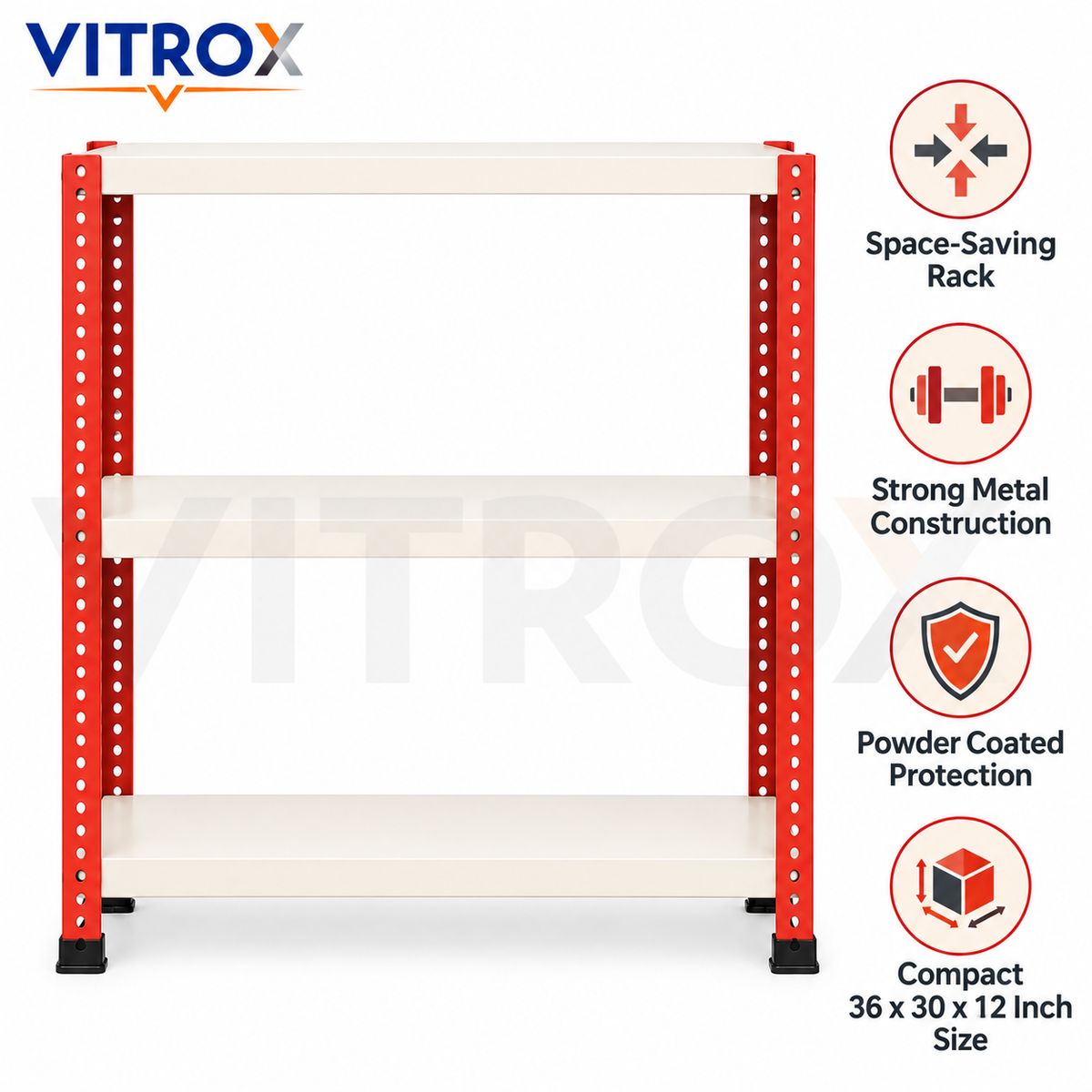 VITROX Slotted Angle Storage Rack (36 x 30 x 12 Inch) 3 Tier