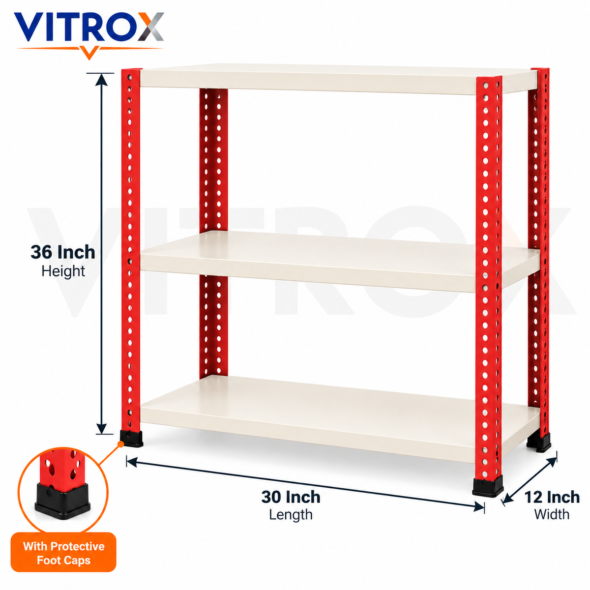 VITROX Slotted Angle Storage Rack (36 x 30 x 12 Inch) 3 Tier