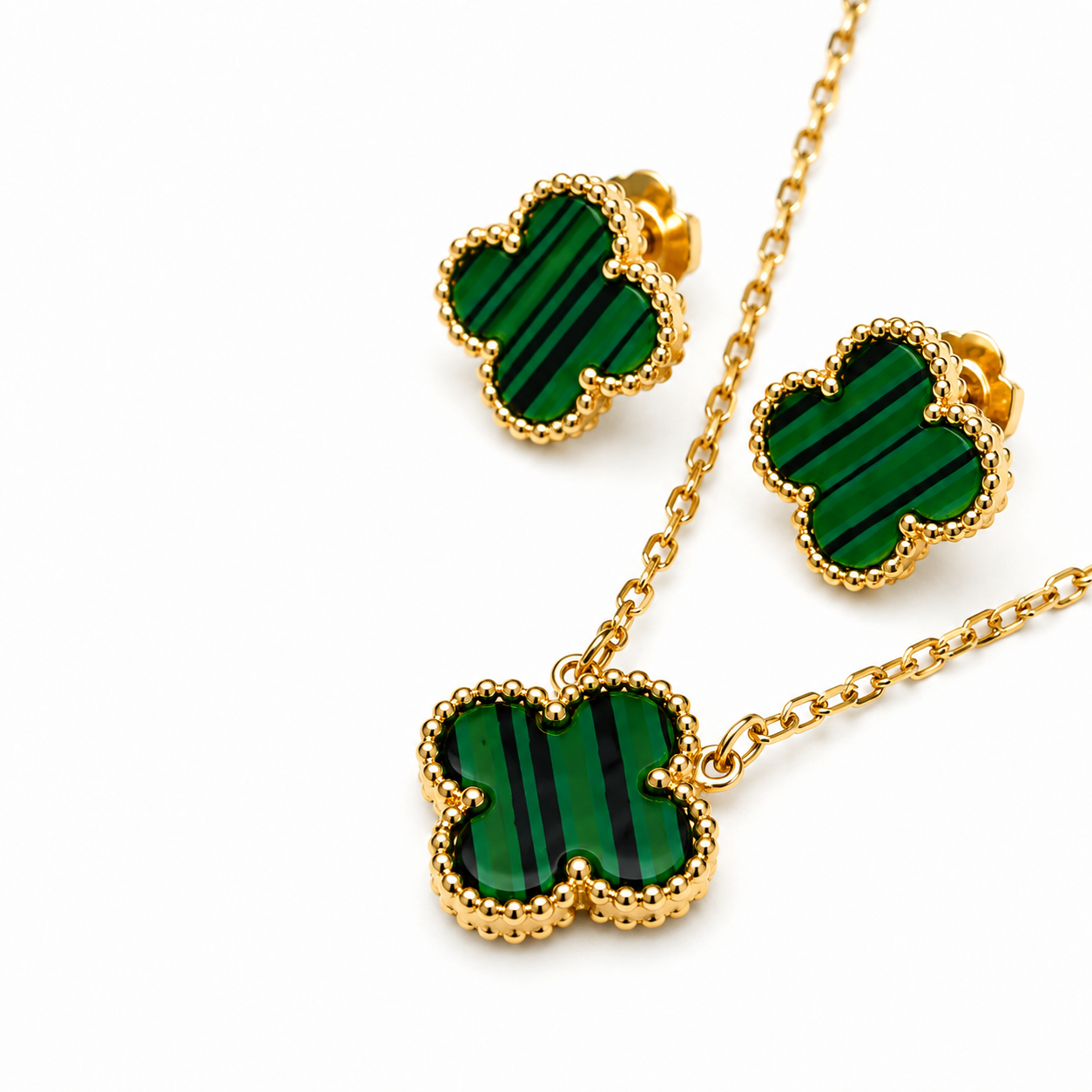 Gold-Tone Necklace & Stud Earrings Combo