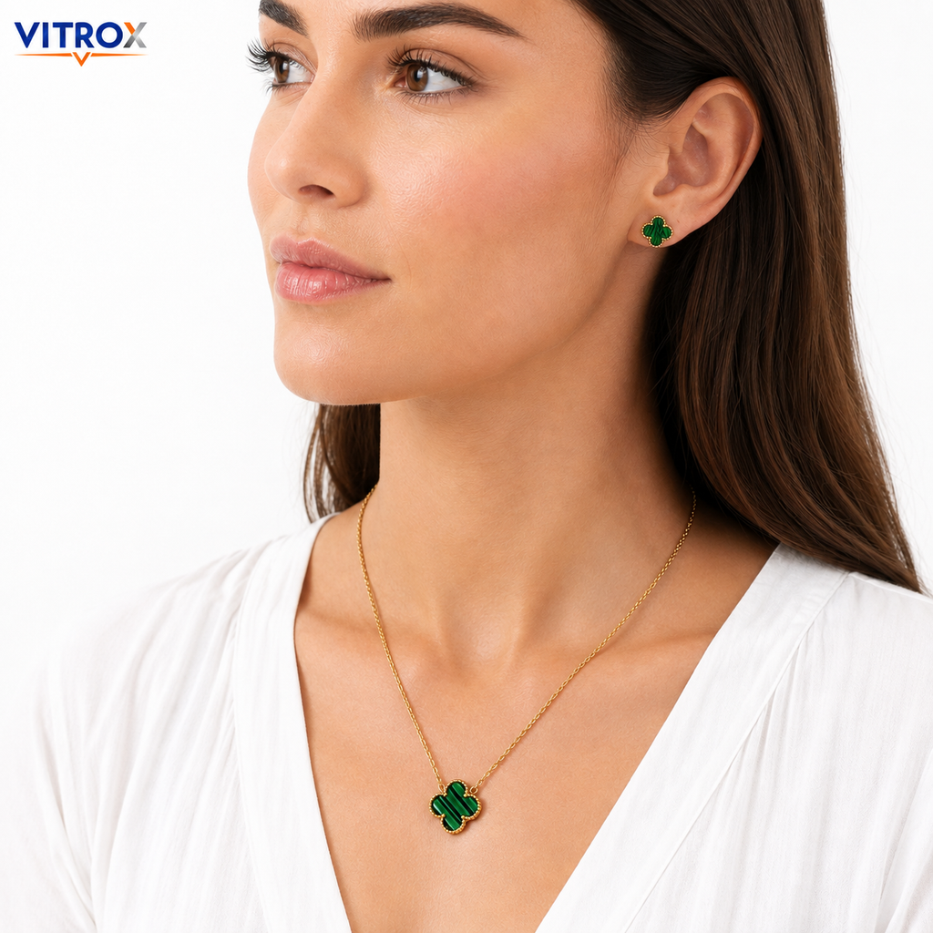 Gold-Tone Necklace & Stud Earrings Combo