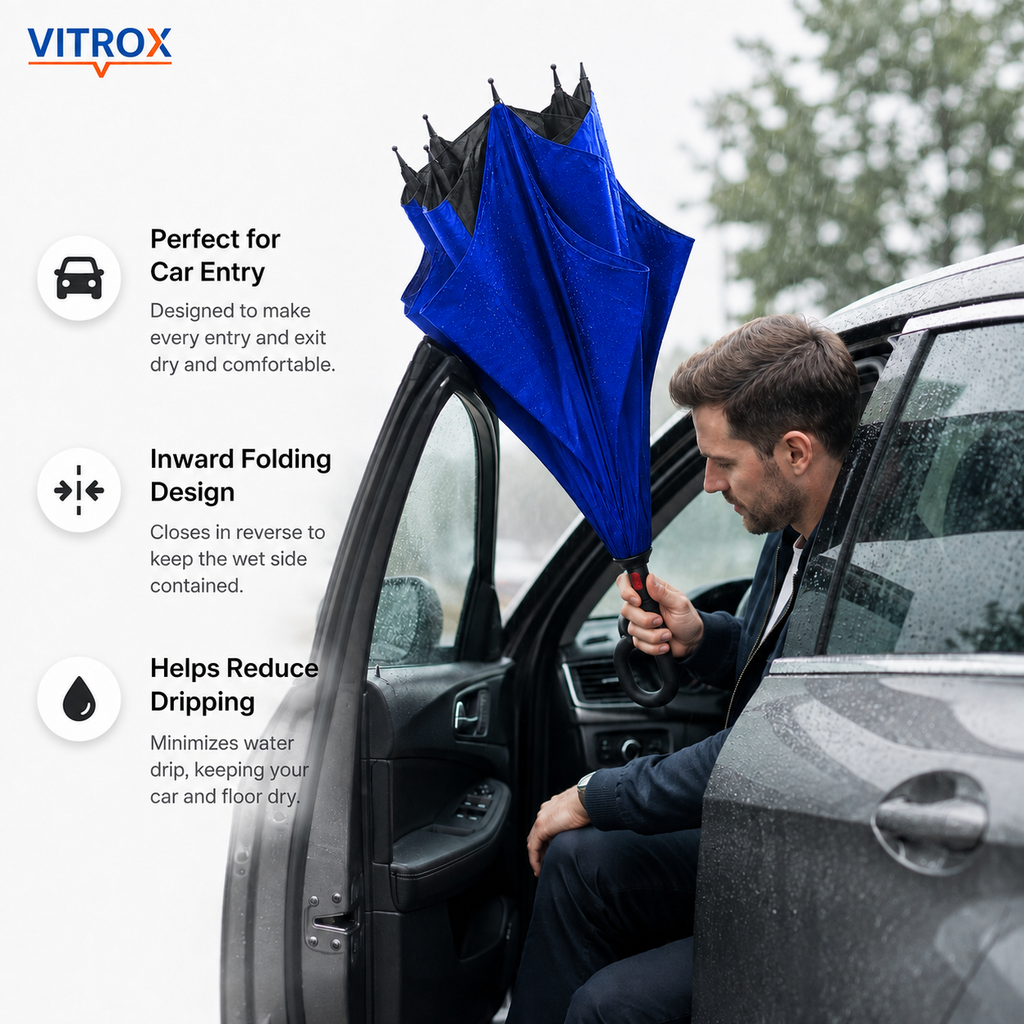 Reverse Car Umbrella with C-Shaped Handle