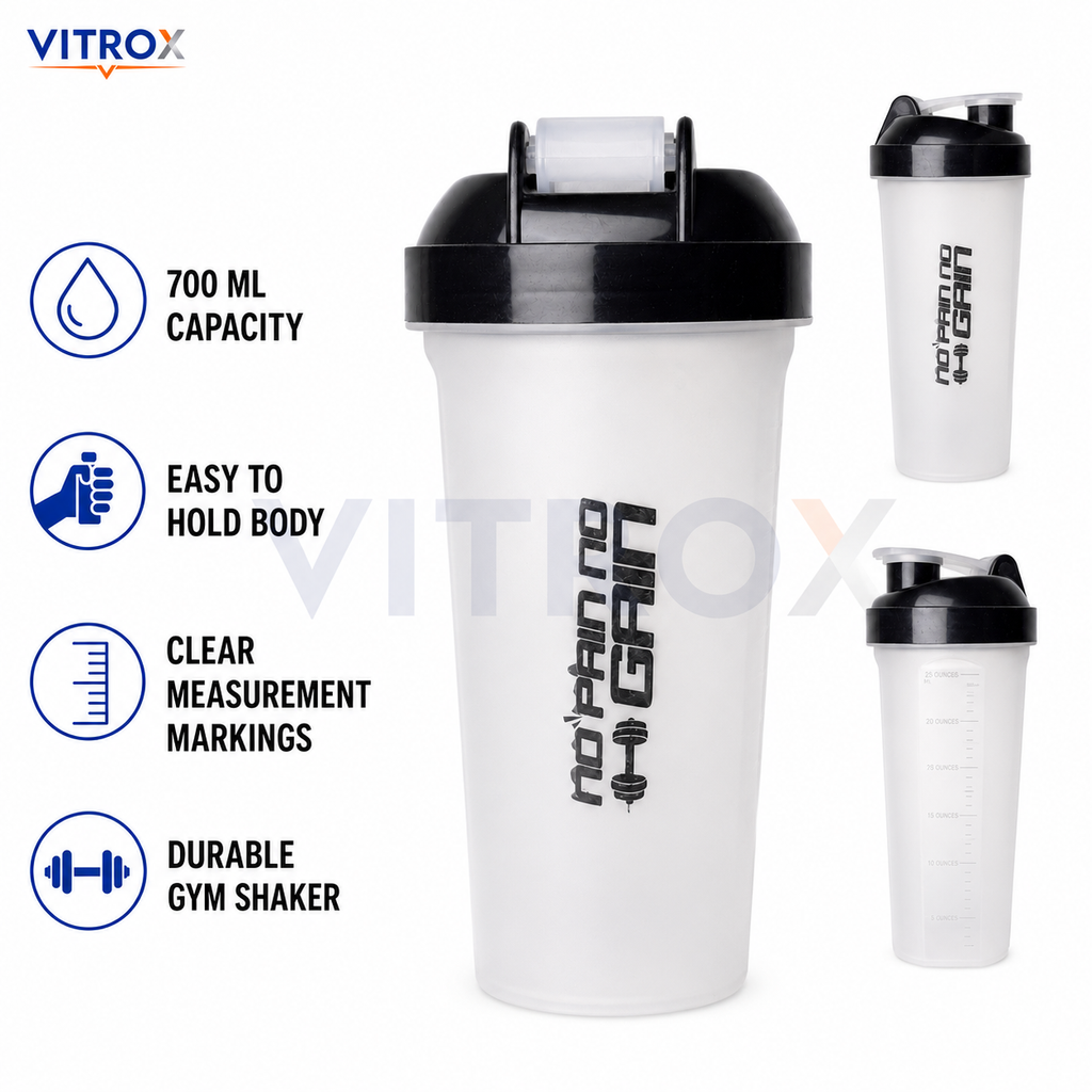 Vitrox 700 ML Gym Shaker Bottle with Mixing Accessory – Flip-Top Protein Shaker with Measurement Scale