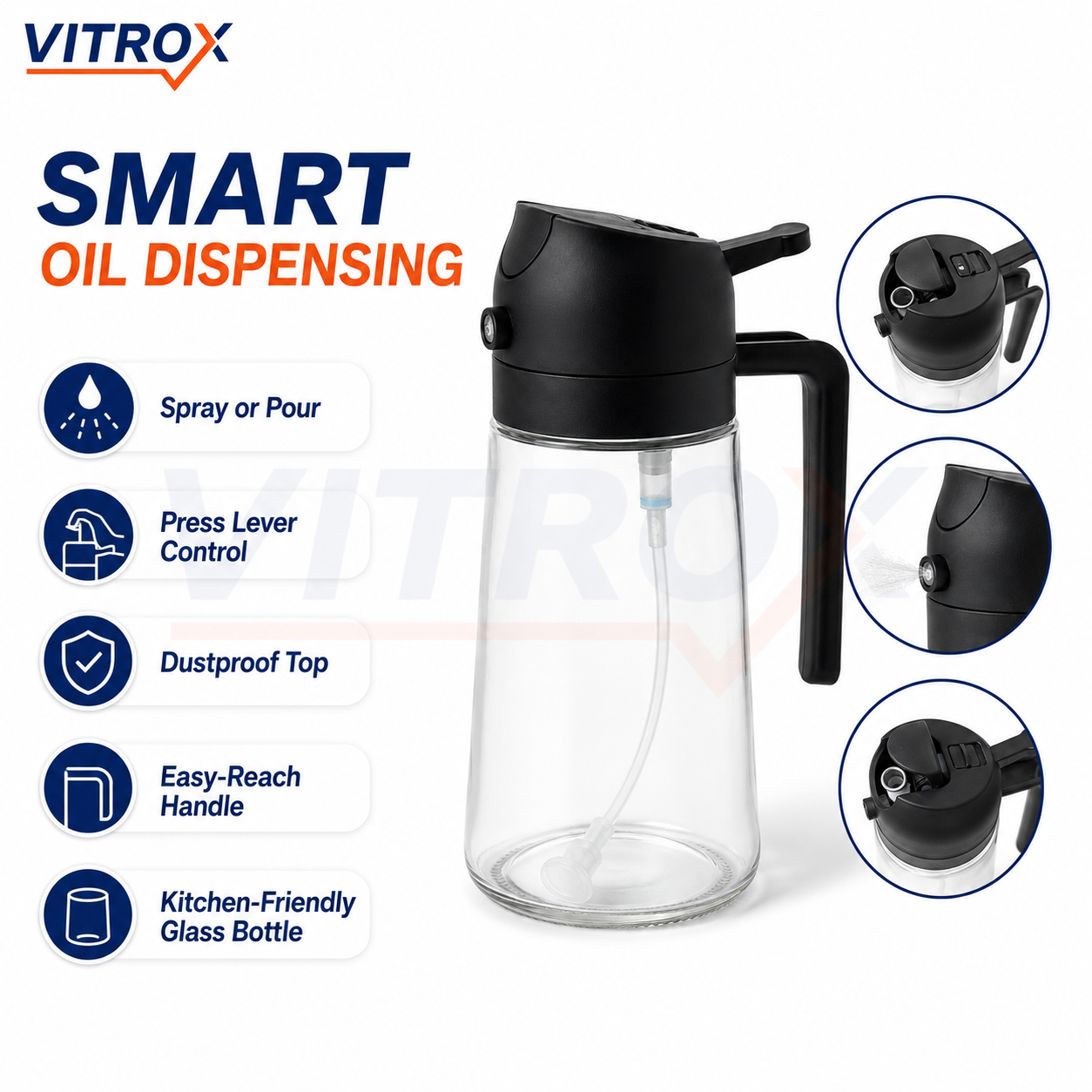2-in-1 Spray & Pour Glass Oil Dispenser Bottle with Handle