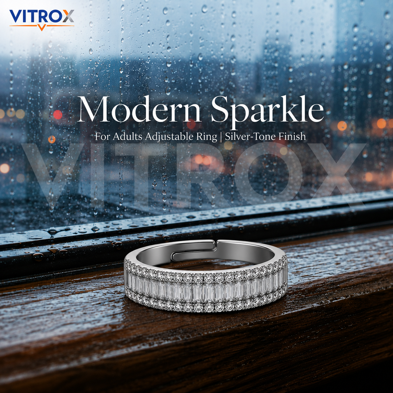 Silver-Tone Adjustable Ring for Adults