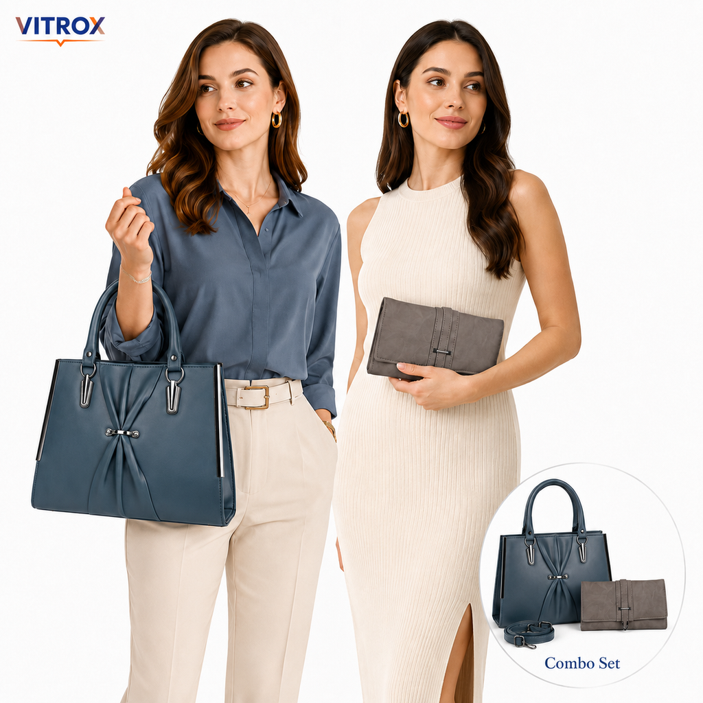 Ladies Handbag Combo Set with Hand Purse and Adjustable Strap