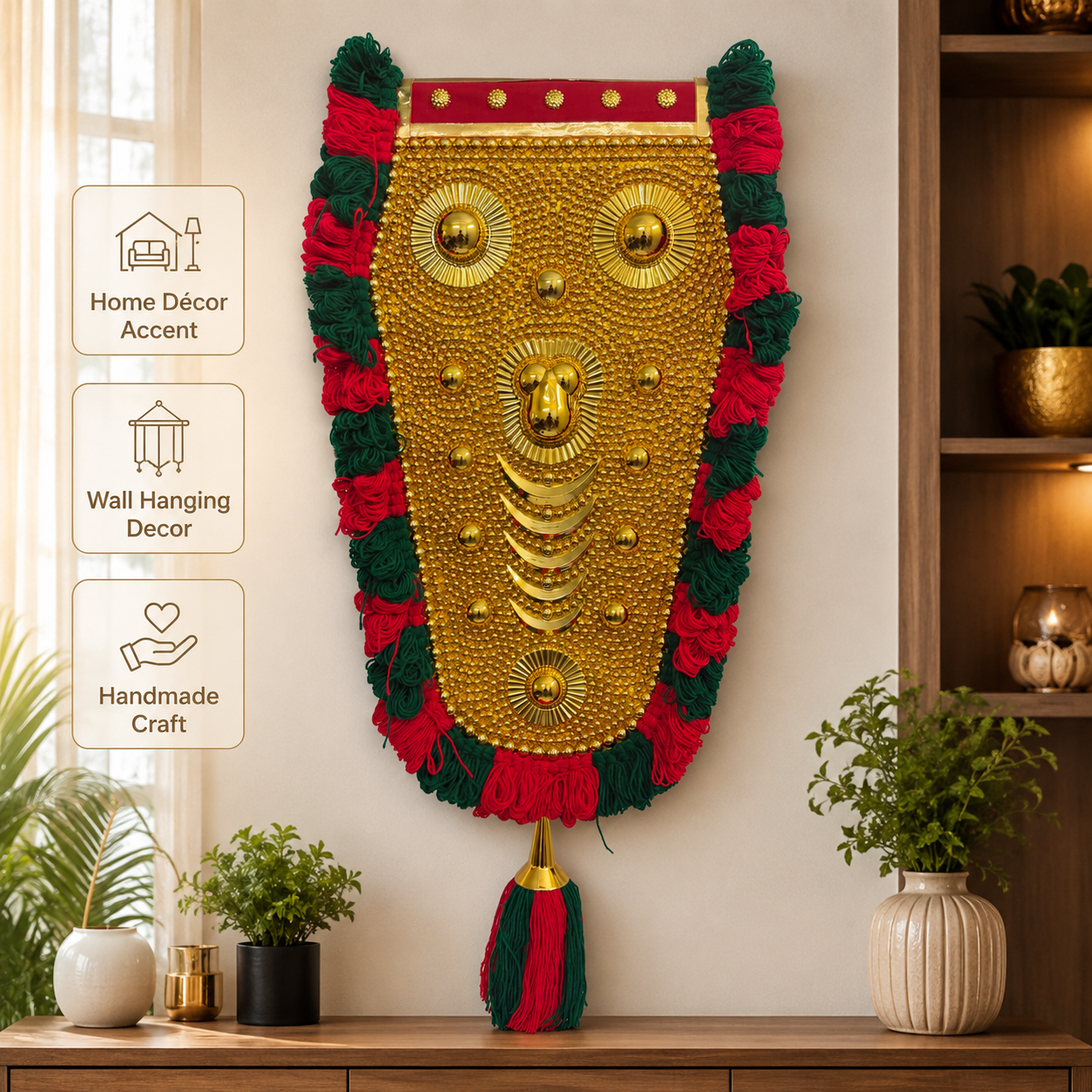 Vitrox Handmade Traditional Nettipattam Wall Hanging Décor – Single Side Design for Home Wall & Housewarming Gift