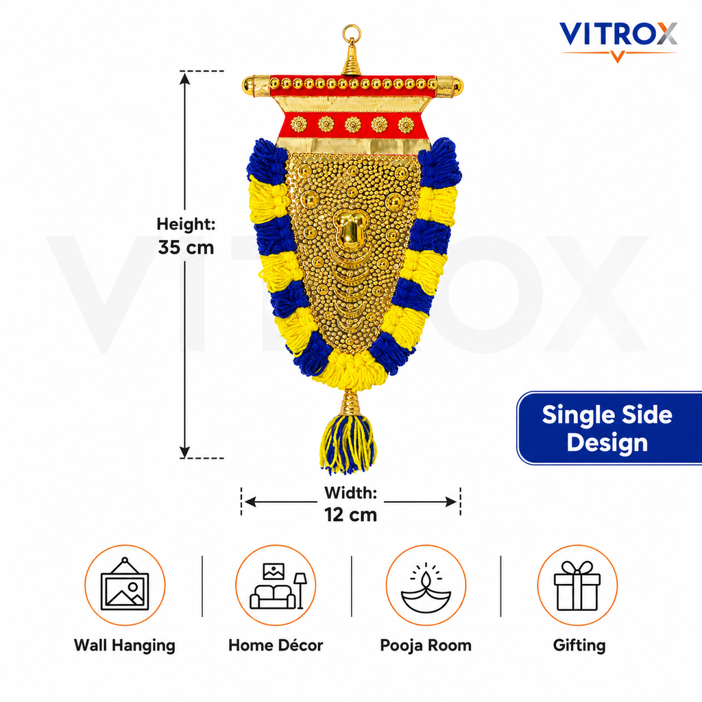 Vitrox Handmade Traditional Nettipattam Wall Hanging Décor – Single Side Design for Home & Pooja Room