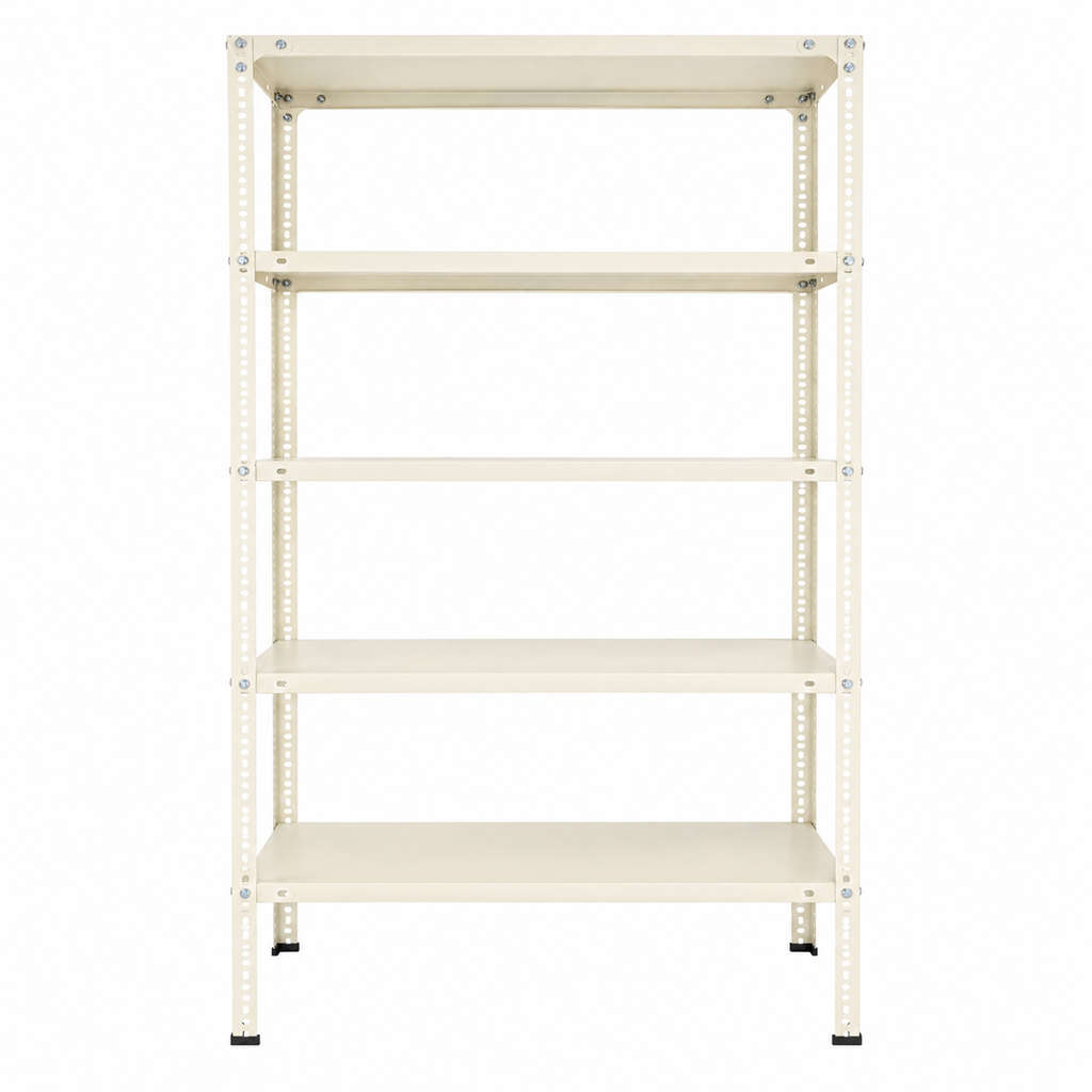 Slotted Angle Storage Rack 73 x 36 x 12 Inch 5 Tier - Ivory