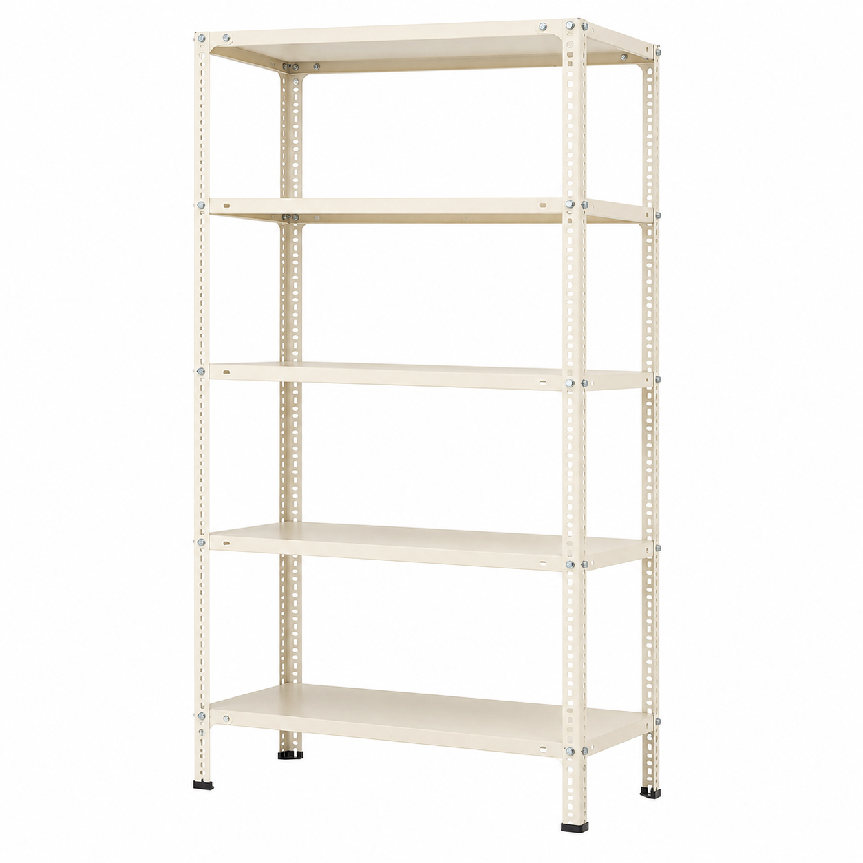 Slotted Angle Storage Rack 73 x 36 x 12 Inch 5 Tier - Ivory