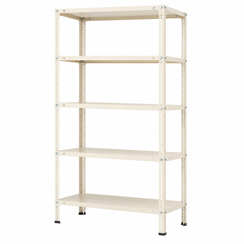 Slotted Angle Storage Rack 73 x 36 x 12 Inch 5 Tier - Ivory