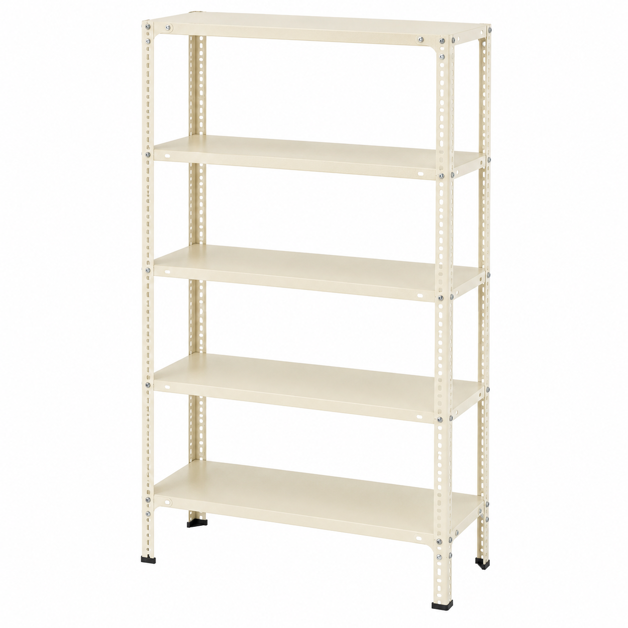 Slotted Angle Storage Rack 73 x 36 x 12 Inch 5 Tier - Ivory