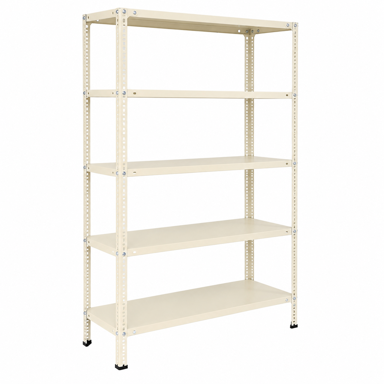 Slotted Angle Storage Rack 73 x 36 x 12 Inch 5 Tier - Ivory