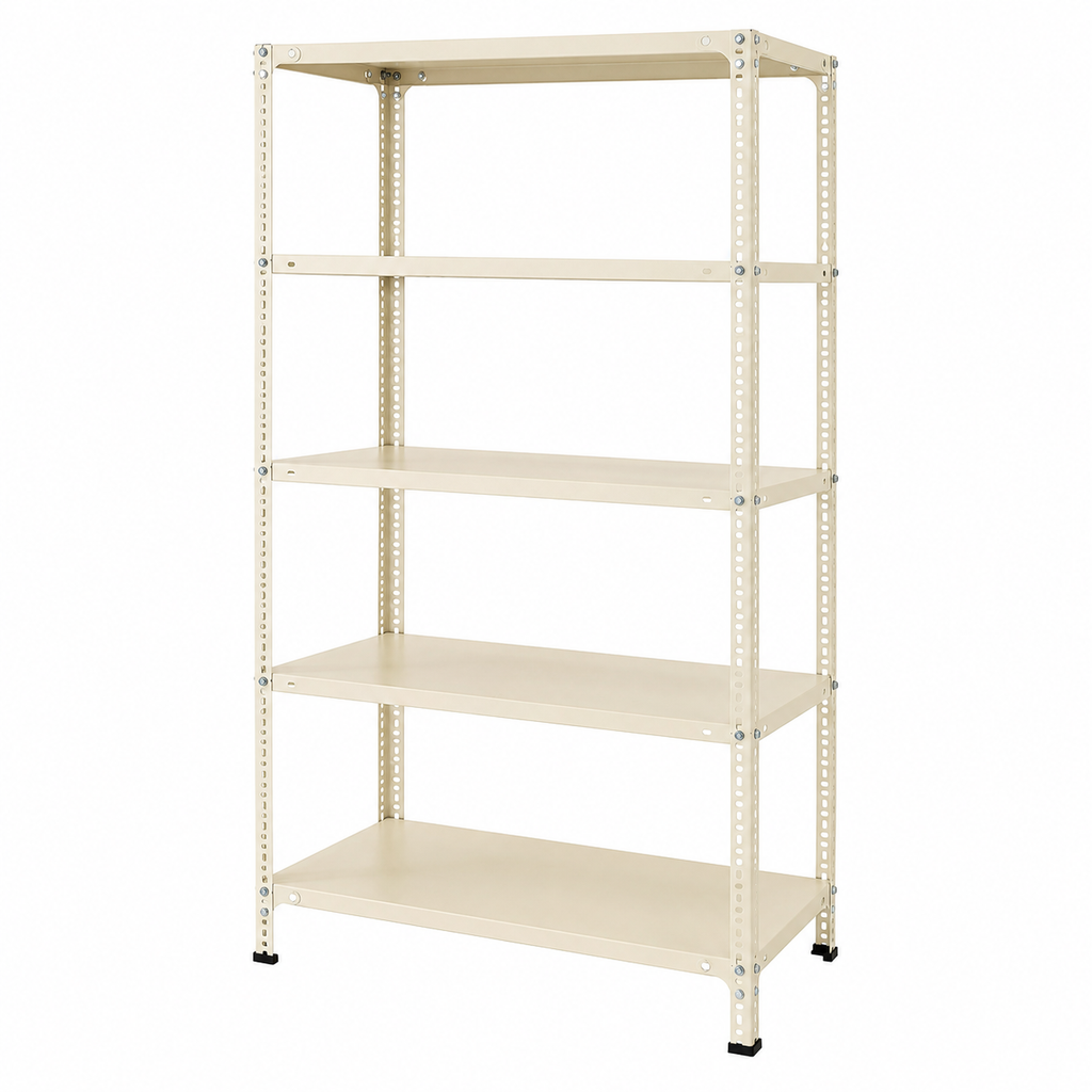 Slotted Angle Storage Rack 73 x 36 x 12 Inch 5 Tier - Ivory
