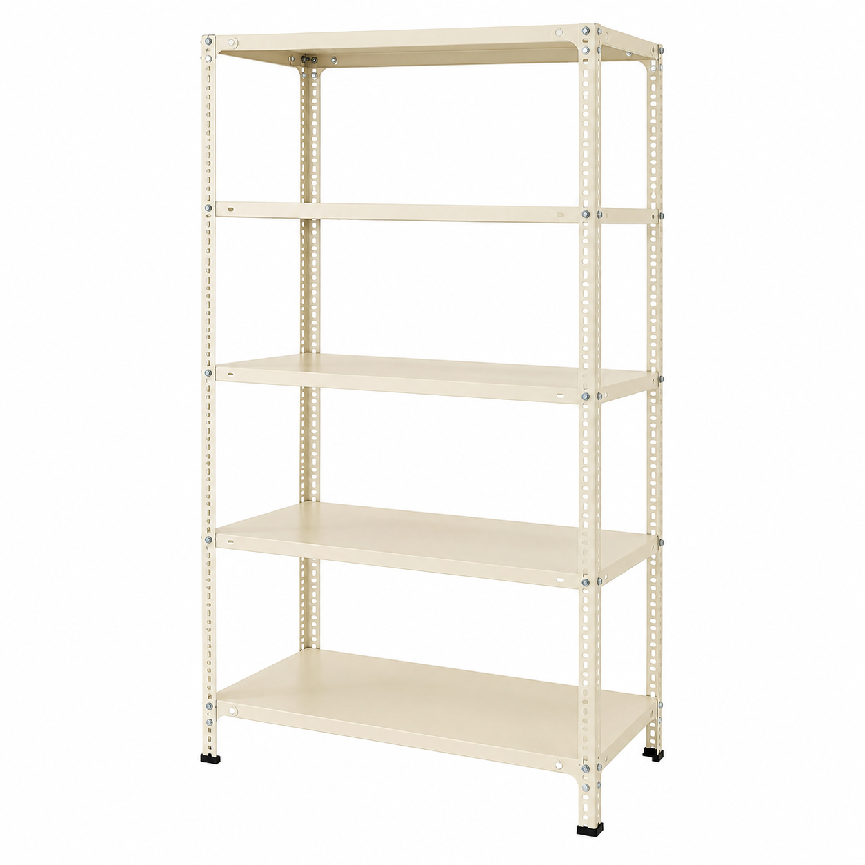 Slotted Angle Storage Rack 73 x 36 x 12 Inch 5 Tier - Ivory