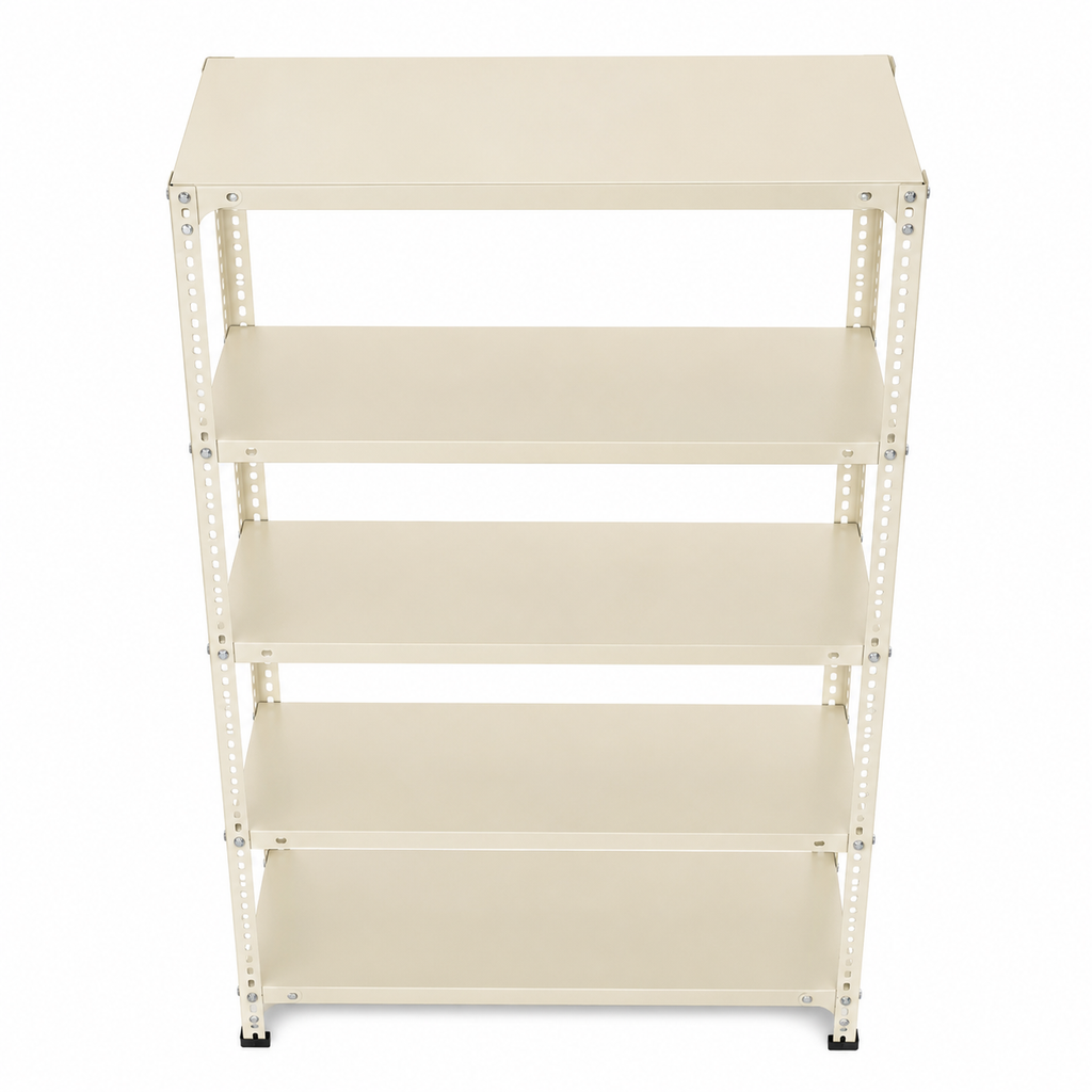Slotted Angle Storage Rack 73 x 36 x 12 Inch 5 Tier - Ivory