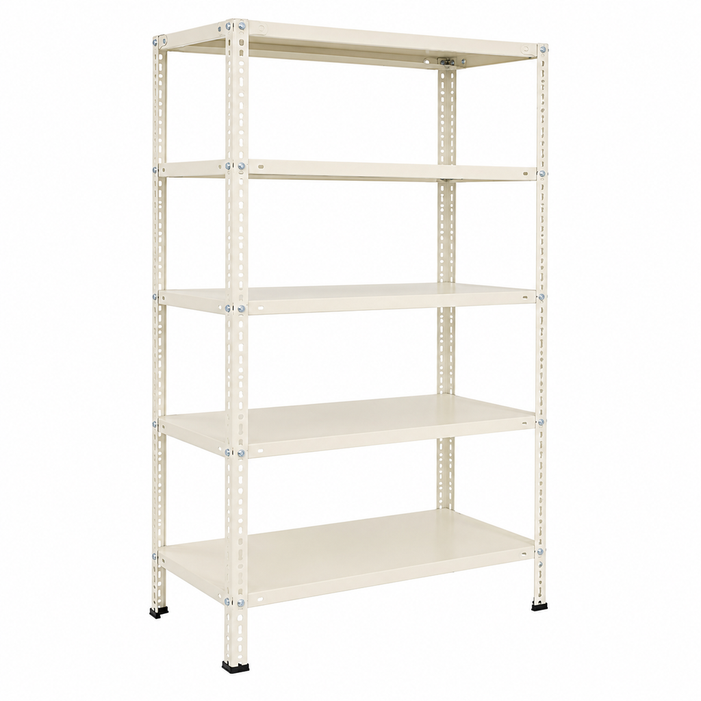 Slotted Angle Storage Rack 73 x 36 x 12 Inch 5 Tier - Ivory