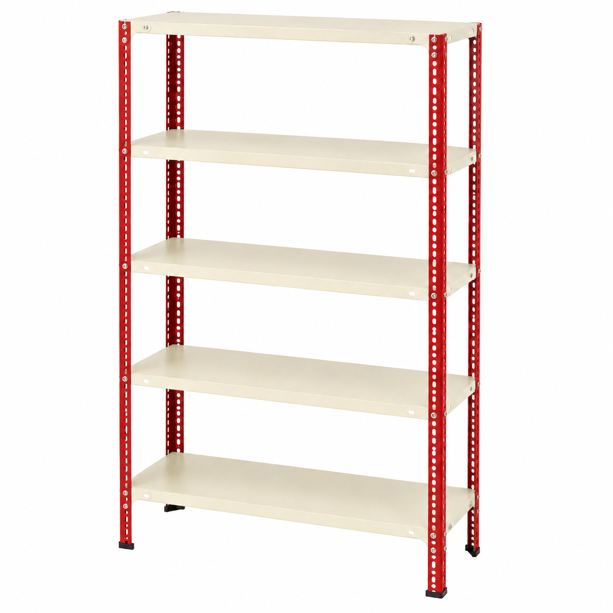 Slotted Angle Storage Rack 73 x 36 x 12 Inch 5 Tier - Ivory